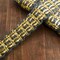 1 Yard Gunmetal & Gold Metallic Lace Gimp Trim – Pull-Through Threading Decorative Upholstery Braid